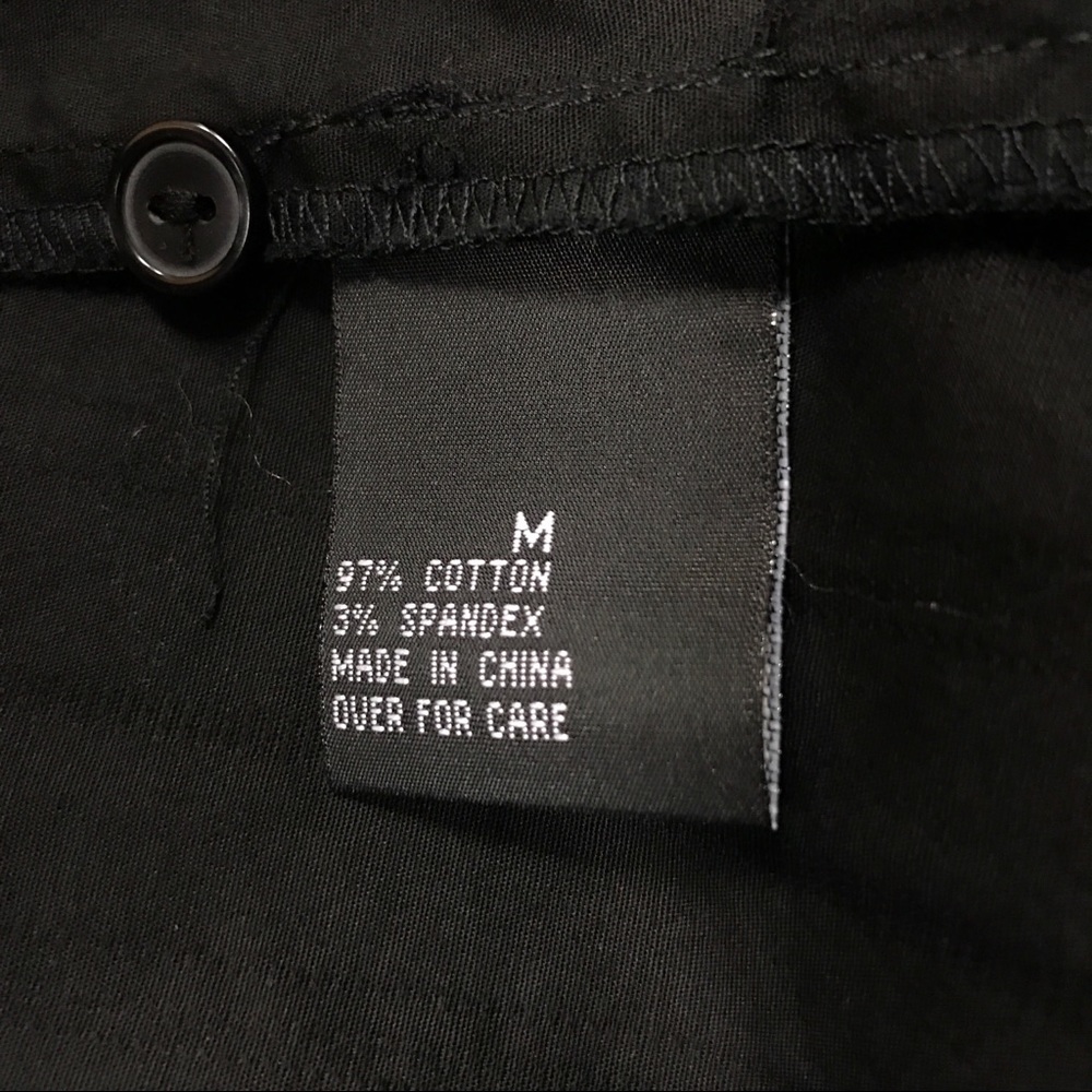 A Byer Long Black Shirt Sz M Cap Sleeve W/ button - Picture 3 of 8